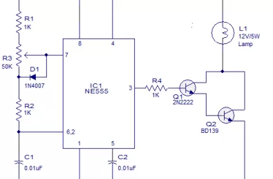Điều chỉnh độ sáng bóng đèn sử dụng NE555 để băm xung